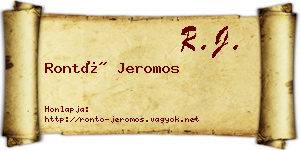 Rontó Jeromos névjegykártya
